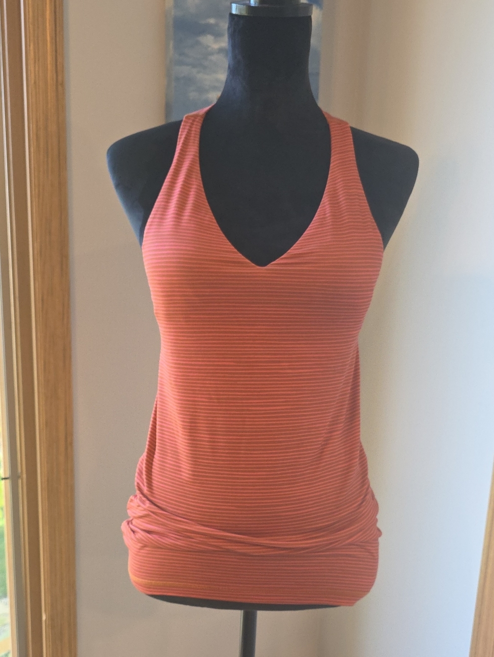 Women’s Striped V-Neck Tank Top - Coral